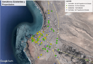 Semáforos existentes y proyectados